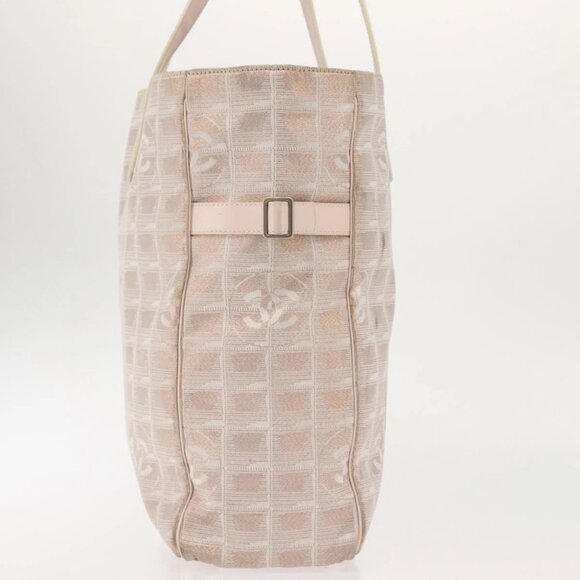 CHANEL New Travel Line Tote Bag Canvas Pink CC Auth BA5609 - Picture 6 of 16